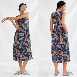 Anthropologie Atelier 1756 Paisley Embroidered Midi Dress, size XL